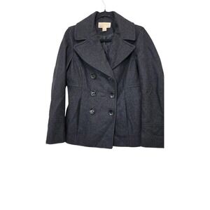 Michael Kors Charcoal Gray Grunge Whimsy Double-Breasted Peacoat Jacket Size S/C